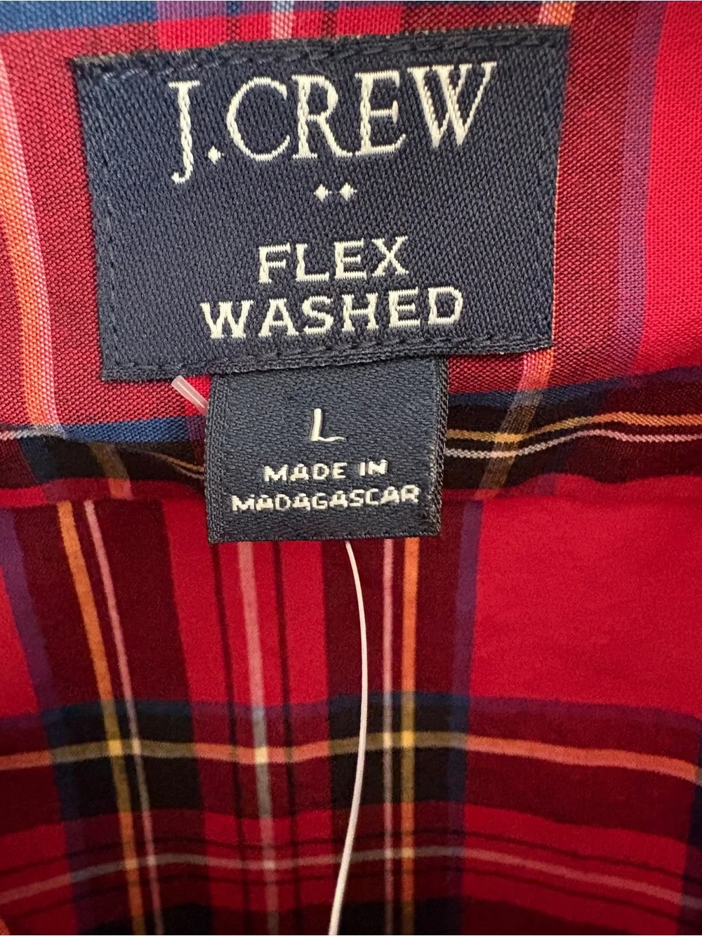 NWT J. Crew Red Tartan Plaid Button-Down Shirt, L